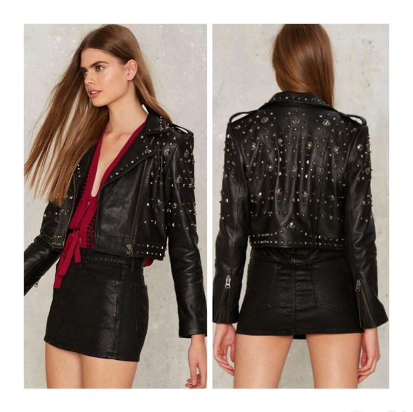 NASTY GAL "BLACK BULL HEATHER IN LEATHER" MOTO - Picture 4 of 13